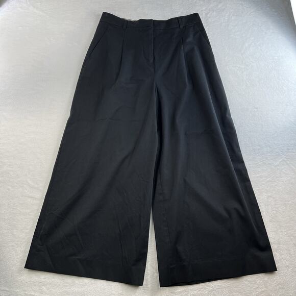 Max Mara Studio Sz 12 Cotton Cropped Trousers Pants Black Pleated Front Italy - Picture 4 of 16